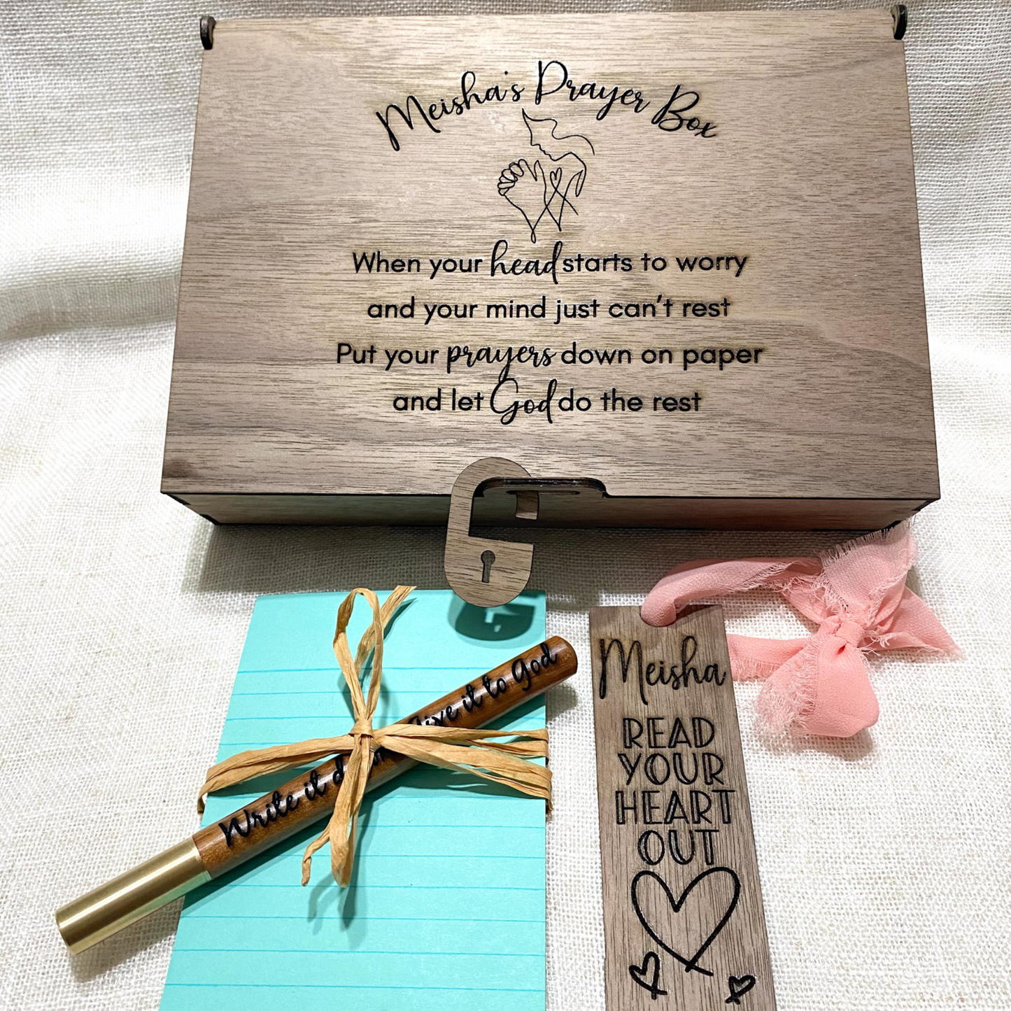 Baptism Gift Prayer Journal Wooden Prayer Box Set