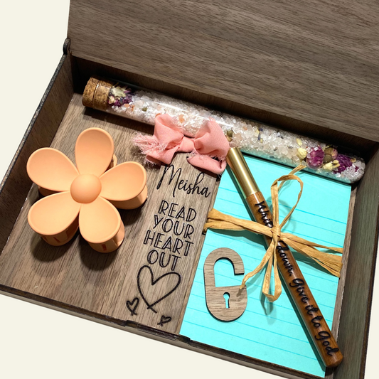 Personal Faith Box Lock Design Custom Name Option Bath Salts Hair Clip Bookmark Pen Notebook Decorative Elements Healing Comfort Gift Beautiful