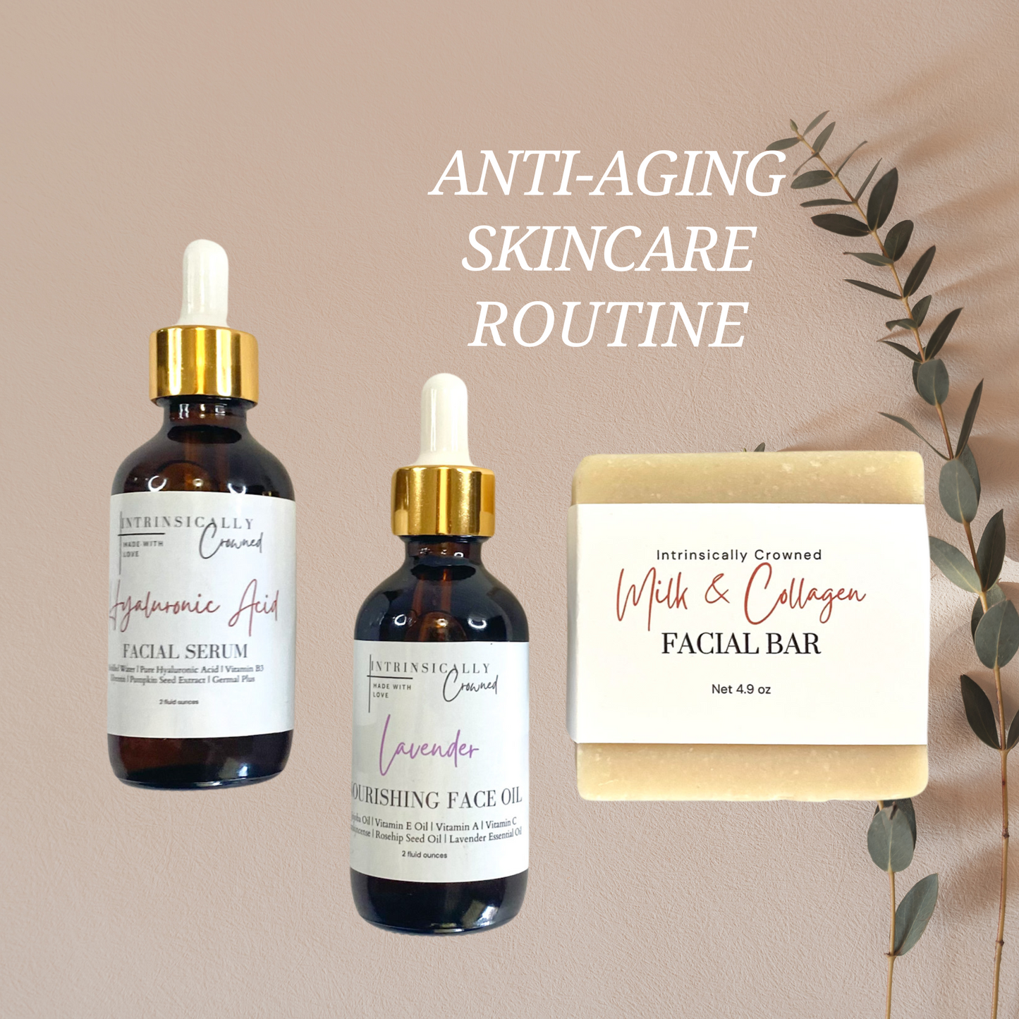 Skincare Set Hyaluronic Acid Serum Milk Collagen Facial Bar Face Oil Natural Skincare