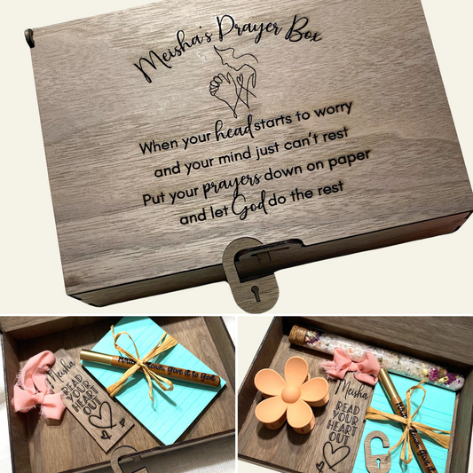 Wooden Prayer Box Gift Set Spiritual Support Package Complete Journal Writing Collection