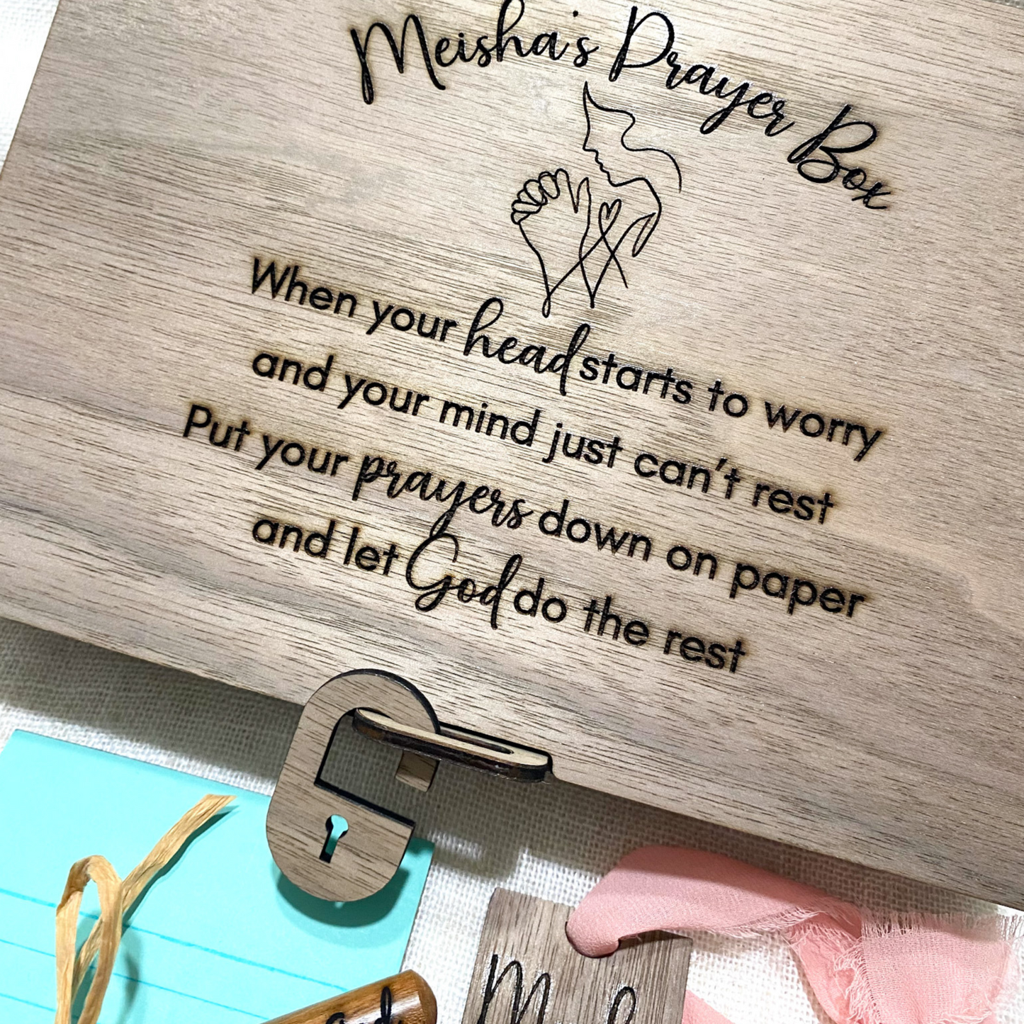 wooden prayer box gift set for baptism present idea