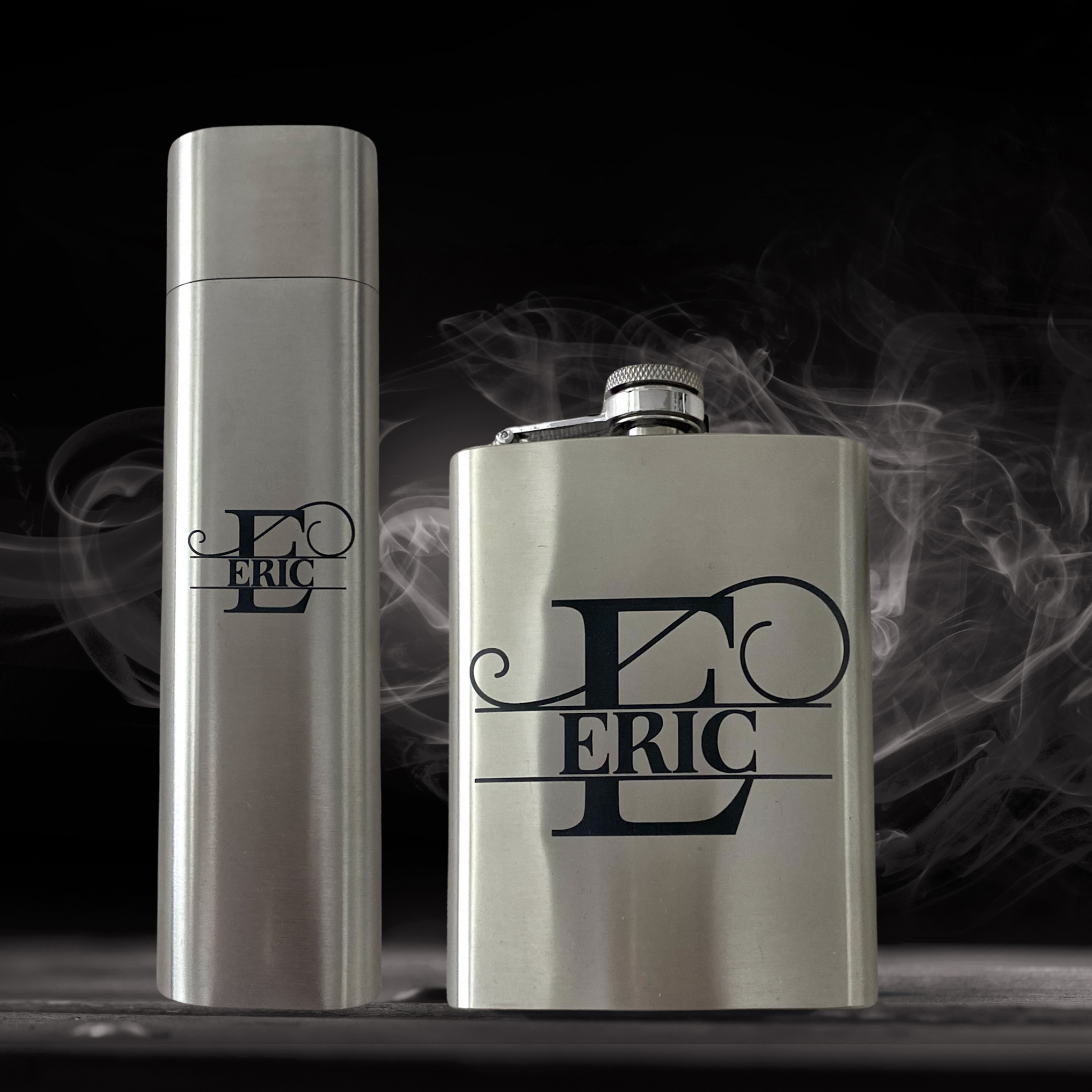  Custom Engraved Stainless Steel Flask Cigar Holder