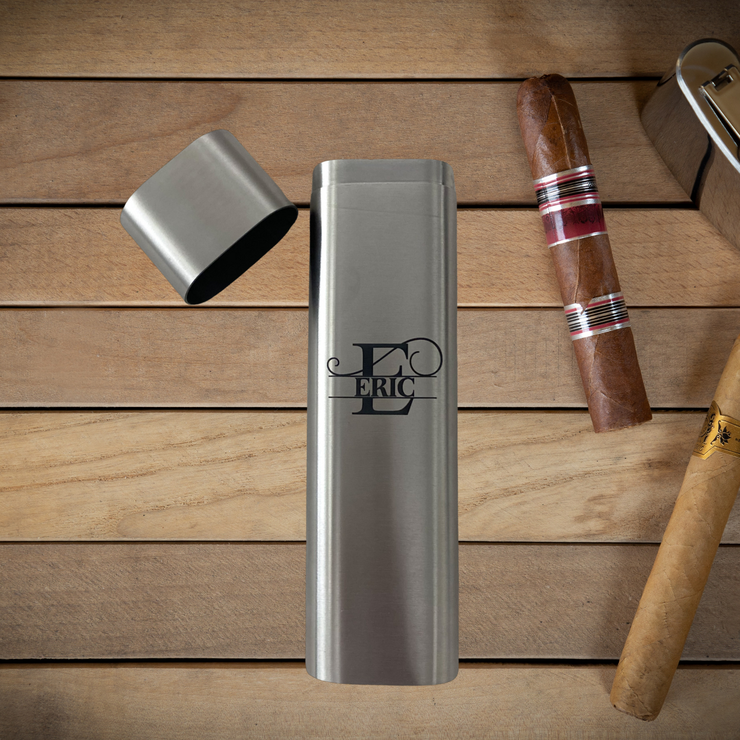 Custom Cigar Holder Travel Case Stainless Steel Executive Gift For Dad Birthday