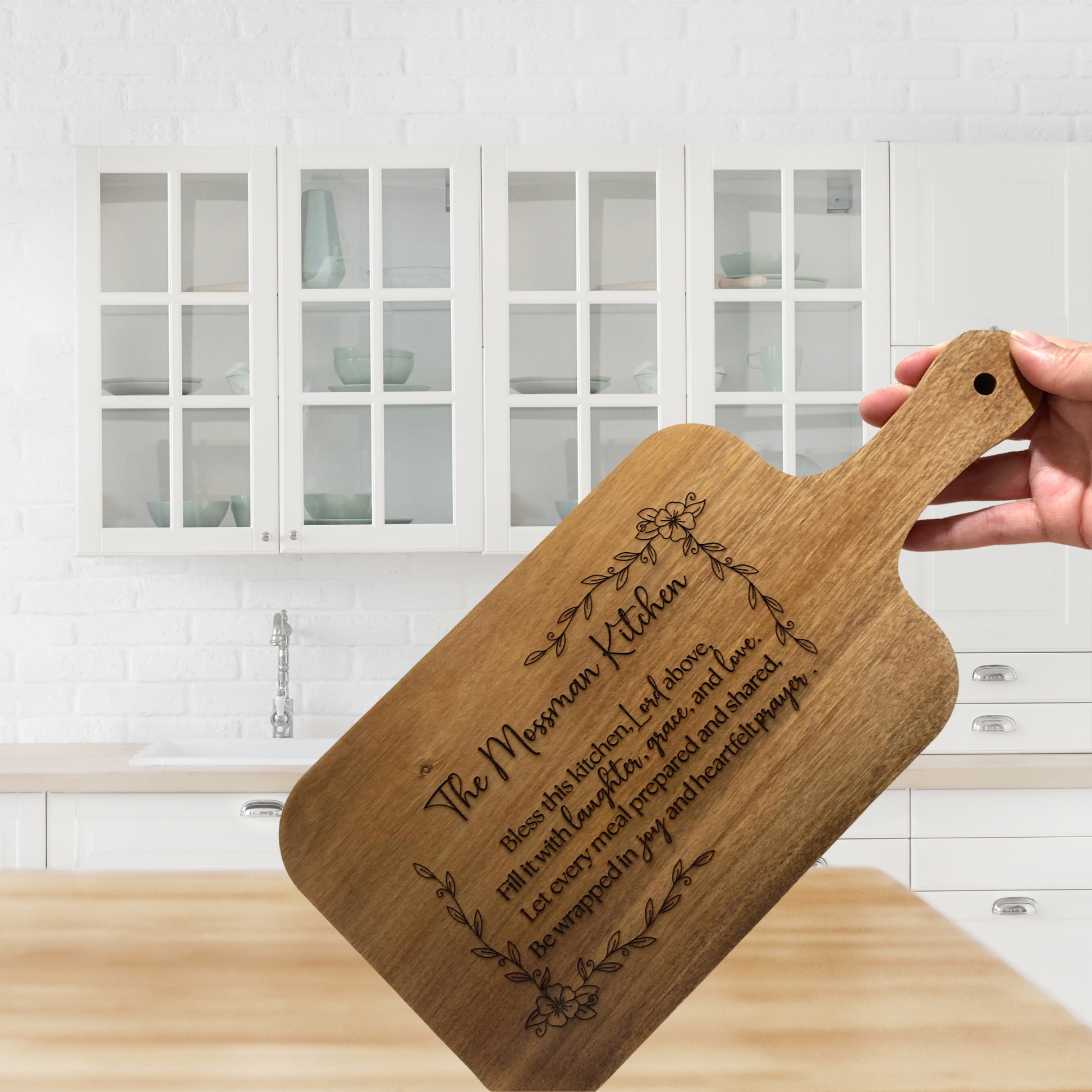 Personalized Family Name Engraved Natural Wood Wall Art 