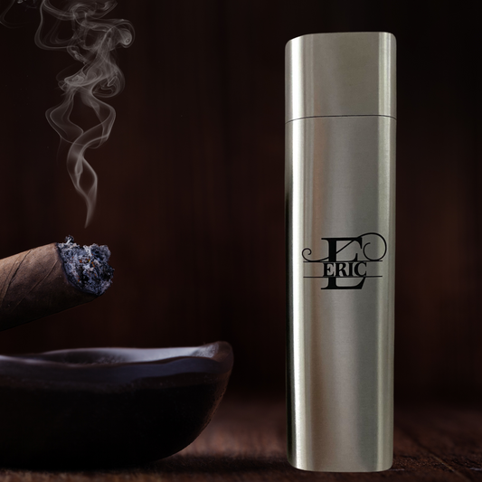Engraved Cigar Case Brushed Steel Portable Holder Gift Idea For Dad Anniversary Gift Groomsman Present Luxury Item Travel Accessory Metal